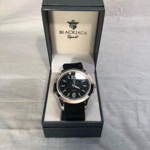 Mens watch blackjack sport rubber watch band black